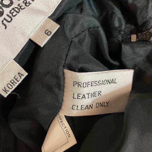 Vintage 80s Wilsons Leather Black High Waist Flared Below Knee Skirt Womens 25 6 - Picture 14 of 14